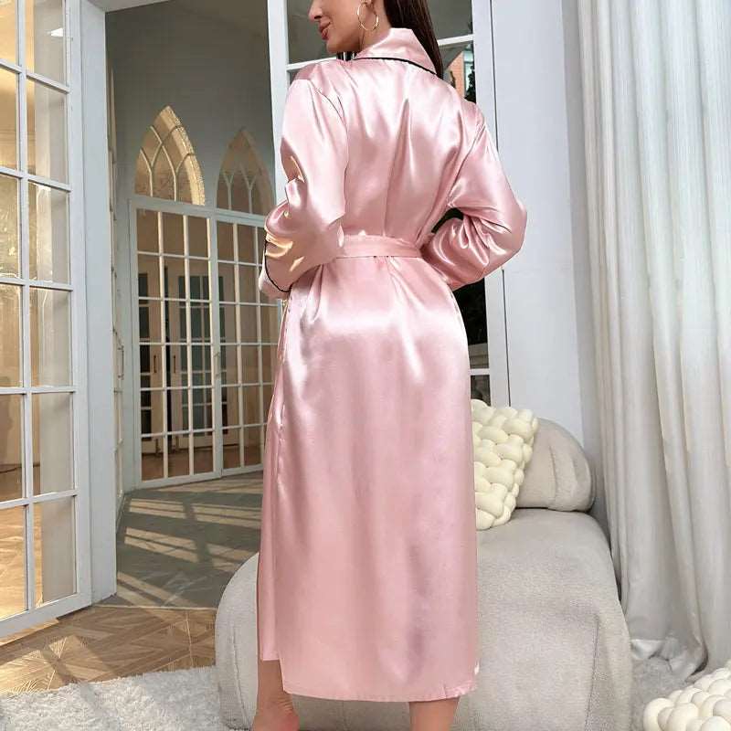 Long Ice Silk Dressing Gown - Kinkxx